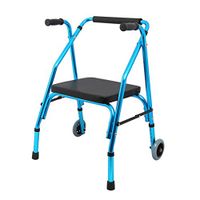 Adjustable Walker Drive Medical Two Wheeled with Seat, Red/Silver/Blue for Elderly, Seniors, Handicap, Disabled Supports up to 180kg/400 lb