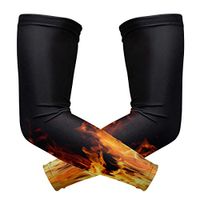 Fire Flame Arm Sleeves Elbow Support Combat UV Protection for Men Women Running Golf Cycling 1 Pair