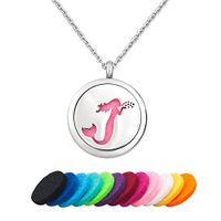 LoEnMe Jewelry Aromatherapy Essential Oil Diffuser Locket Pendant Little Mermaid Necklace for Women Girl Lady