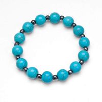 Turquoise and Black Magnetic Stretch Bracelet (7")