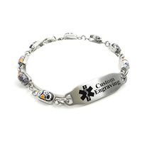 My Identity Doctor - Medical Alert Bracelet for Women with Engraving - 5mm Steel, Glass - Black - Wrist Size 6.75 Inch