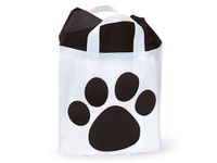 Pack Of 250, Piccolo Size 12 x 10 x 4" Paw Print Studio Bags Frosted Shopping Bags Made From 2.25 Mil Hd Plastic Made In Usa
