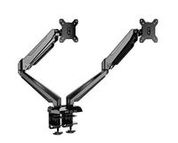 GT Innovation Dual Motion Monitor Arm Mount Height Adjustable Computer Monitor Stand Riser with C Clamp Gas Spring Cable Management for Monitors up to 27 Inch