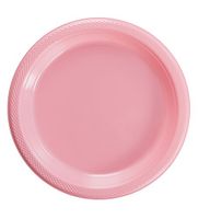 Exquisite 7 Inch. Pink Plastic Dessert/Salad Plates - Solid Color Disposable Plates - 100 Count