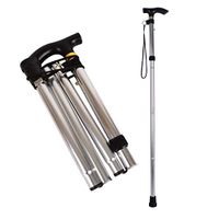 Baitaihem Adjustable Foldable Walking Cane 4 Section Aluminum Alloy Folding Walking Stick - Lightweight & Sturdy Offset Walking Stick Sleek, Comfortable T Handles(Silver)