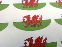 Minilabel Pack Of 48 Wales Flag Seals , 40X20mm Oval Seal Labels, Welsh Dragon Stickers For Gift Wrapping, Presents, Envelopes, Bags Or Cards