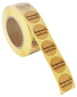 Homemade Sticker Labels - 1000-Piece Homemade with Love Stickers, Homemade Stickers Roll, Kraft Stickers for Gifts, Crafts, DIY Projects, Envelope Sealing, Brown, 1.5 x 1.5 Inches