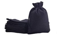 Sansam 50pcs 7.0x9.0cm/2.8''x3.6'' Black Small Drawstring and Lining Hemp/Hessian Bags, Jewelry Pouches, Wedding Favors, Jewelry Packing, Gift Bags