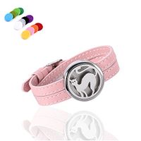 constantlife Adjustable Leather Band Bracelet Stainless Steel Scent Jewelry Fragrancy Essential Oil Diffuser Lockets for Girl Women (Lovely Dog)