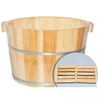 Foot Basin Wooden Bucket Foot Barrels Massage Beads Foot Tub Foot Bath Barrel Wood (38 25cm),AB