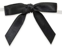 6ct. Pre-Tied Black 2" Satin Gift Bows Wire Ties Ready-to-Use 3/8" Ribbon