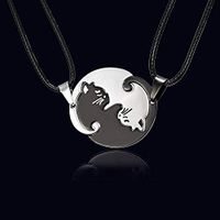2pcs/set Fashion Jewelry Necklaces Black White Couple Necklace Cat Pendants Prom Beautiful Bright Cute Stylish For gift Simple Lovely Cheap Elegant Jewerly