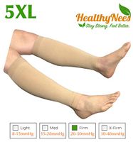 HealthyNees Shin Calf Sleeve 20-30 mmHg Medical Compression Circulation Extra Wide Plus Size Big Tall Leg Thick Calves Firm Support (Beige, Extra Wide Calf 5XL)
