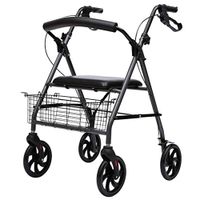 Seat & Roller Bar Covers Walker 4-Wheel Scooter Seniors Grocery Shopping Cart Folding and Easy to Carry The Best Gift for Parents Patient Rehabilitation Walker (Color : Black, Size : 6760cm)