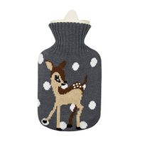 Hot Water Bag with Knit Cover-Water Injection Hot Water Bottle Winter Plush Portable Warm Water Bag for Birthday, Christmas, Valentine's Day, Gift Exchange Party (21x12cm, A)