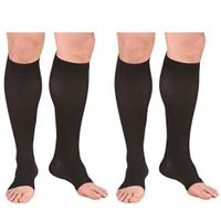 Truform Compression 30-40 mmHg Knee High Open Toe Stockings Black, X-Large, 2 Count