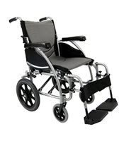 Karman Healthcare S-115WB16SS-TP S-Ergo 115 16 in. seat Ergonomic Transport Wheelchair with Wire Break and Swing Away Footrest in Silver