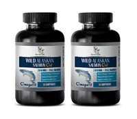 Support Healthy Brain Function - Wild Alaskan Salmon Oil - Omega 3 2000MG - Full Range - Wild Alaskan Salmon Oil Capsules for Humans - 2 Bottles 180 Softgels