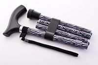 SUN Adjustable Aluminum Folding Walking Stick Cane with Wrist Strap & Pouch, Zebra