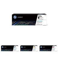 HP 202A Black, Cyan, Magenta, Yellow Toner Cartridges (CF500A, CF501A, CF502A, CF503A) for HP LaserJet Pro M254 M281cdw M281dw, 4 Cartridge Bundle