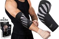 Elbow Brace for Tendonitis - Best Compression Arm Sleeve, Tennis Elbow Brace & Elbow Compression Sleeve for Elbow Support - 2 Sets Grey/Black M