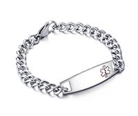 Mealguet Jewelry Free Engraving- Stainless Steel Non Allergenic Chain Medical Alert Identification Bracelets for Men,8.46"