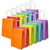 JCREN 30 Pieces Kraft Paper Bags Paper Candy Bags Party Favor Bags with Handles for Birthday,Tea Party,Gifts,Birthday,Wedding Gift and Party Supplies,Party Celebrations Gift Bags,6 Colors