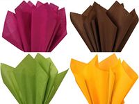 Assorted 4 Colors Fall Thanksgiving Holiday Colors Gift Grade Tissue Paper Sheets - 15" x 20" Cranberry, Chocolate,Oasis Green, Goldenrod - Choose Package Amount (96)