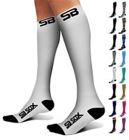 SB SOX Compression Socks (20-30mmHg) for Men & Women - Best Stockings for Running, Medical, Athletic, Edema, Diabetic, Varicose Veins, Travel, Pregnancy, Shin Splints (White/Black, Medium)