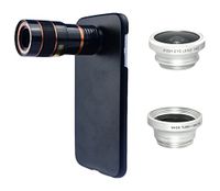 Apexel 4 in 1 Wide Angle Macro Lens + Fisheye Lens + 8X Telephoto Camera Lens Kit with Back Case Cover for Samsung Galaxy Note 5 Silver