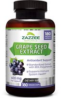 Zazzee Grape Seed Extract 20,000 mg Strength, 180 Vegan Capsules, 95% Polyphenols (Proanthocyanidins), Potent 50:1 Extract, 400 mg per Capsule, 6 Month Supply, Non-GMO and All-Natural