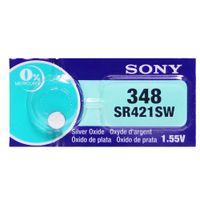 Sony 348 (SR421SW) 1.55V Silver Oxide Watch Battery (10 Batteries)
