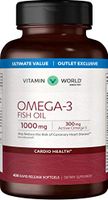 Vitamin World Omega-3 Fish Oil 1000 mg. 400 Softgels, Heart Health, Cardio Support,