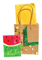 Molly & Rex 61547 Watermelon Gold Foil Gem Embellished Notepad -Life is Sweet! + Gift Bag.