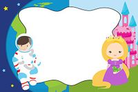 30 Blank Cards Invitations Thank You Cards Astronaut Space Princess Kids Birthday Party + 30 White Envelopes