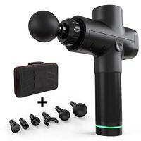 Massage Gun, Upgraded 6 Adjustable Speeds Handheld Vibration Deep Tissue Muscle Massager Device - with 6 Massage Heads and Portable Bag for Deep Muscle Tissue Massage