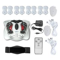 Electric Foot Massager Far Infrared Heat Anio Electromagnetic Points Reflexology Feet Massage Machine Slimming Belt EMS Pad Care,Silver
