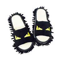 Frjjthchy Home Clean Mop Slippers Non-Slip Floor Dust Cleaning Tools Microfiber Anti-Slip Moccasin for Dust Dirt Hair (Black)