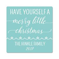 20 Personalized Square Have Yourself a Merry Stickers - Customized Christmas Stickers