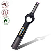 Elite Brands USA Long Neck Electric Arc Lighter, Ideal for Candle Fireplace Kitchen Grills BBQ Gifting, Flameless Without Butane, Plasma Beam Lighter (Black Grey)