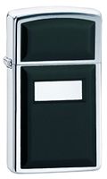 Zippo Slim Ultralite Black Emblem High Polish Chrome Pocket Lighter