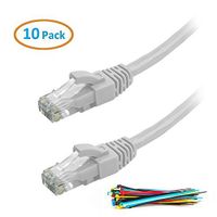 Aurum Cables Cat6 Snagless Network Ethernet Patch Cable - 6 Feet - 10 Pack - White