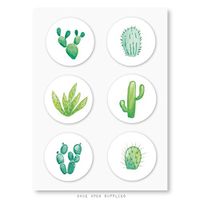 Cacti Collection Stickers Envelope Seals Cupcake Toppers by Once Upon Supplies, 6 Cactus Designs with Adhesive Backing, for Party Favors and Decoration, 1.5 Inches, 60 Stickers