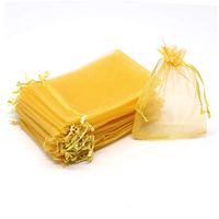 Dealglad 50pcs Drawstring Organza Jewelry Candy Pouch Christmas Wedding Party Favor Gift Bags (5x7", Golden)