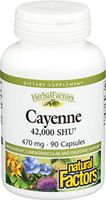 Natural Factors - Cayenne 470mg, Antioxidant, Cardiovascular & Digestive Support, 90 Capsules