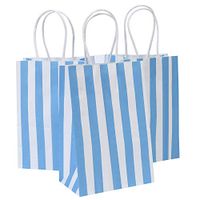 Road 5.25x3.25x8 Inches 25pcs Blue Stripes Kraft Paper Bags, Shopping Bag, Gift Bag