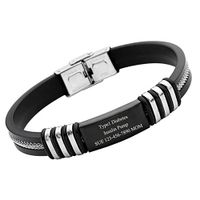 Personalized Master Free Engraving Custom Silicone Medical Alert ID Bracelet Wristband for Men Women Kids Adjustable Size
