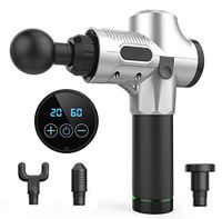 Body Massage, 20 Speeds Percussion Massage, Electric Body Massager with Super Long Time Battery Endurance, 4 Replaceable Heads, Touch Display, Quiet Brushless Motor (Silver)