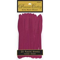 Amscan 8004.27 Premium Heavy Weight disposable-knives, Full Size, Berry Red