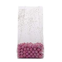 Small Elegant White Sprinkles Dot 7x2x3" Cello Cellophane Treat Food Snack Bags (40 ct)